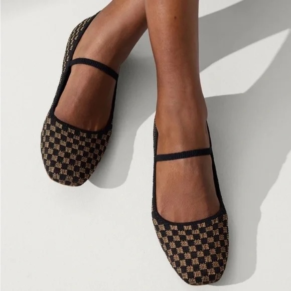 Rothy's Women’s The Max Square Mary Jane Black Brown Slip on Ballet Flats Shoes - Picture 1 of 4